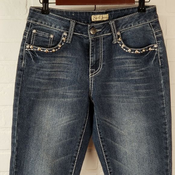 Earl Jean Crop Capri Jeans Cuffed Size 4 Bling - Picture 2 of 9